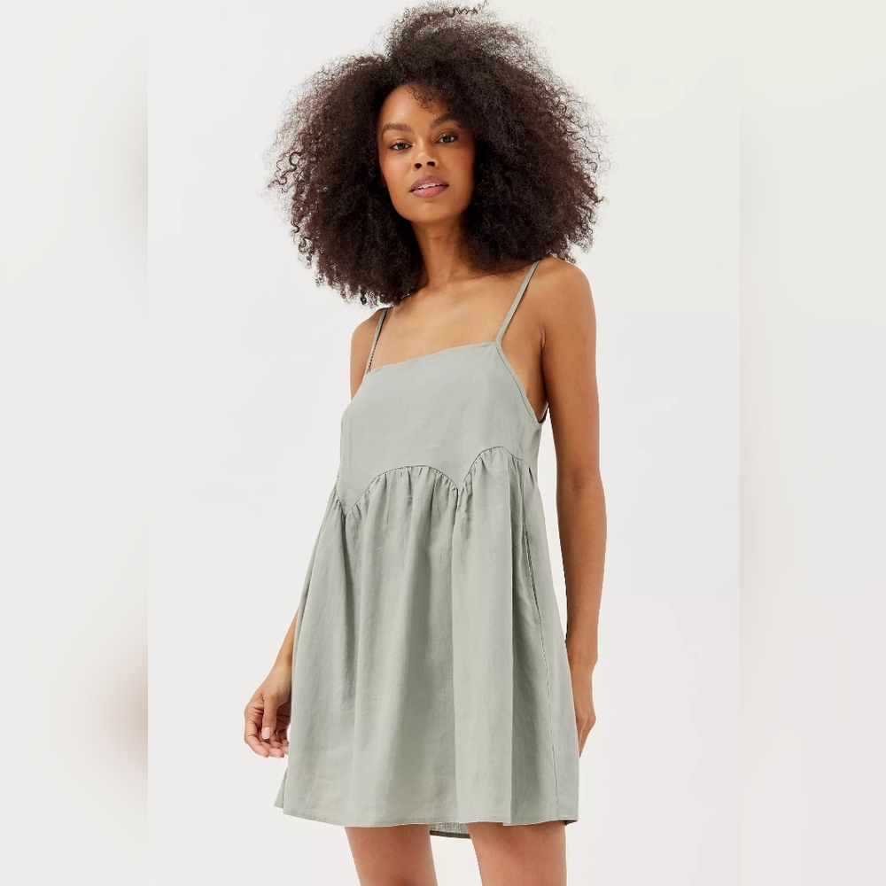 Urban Renewal Linen Drop Seam Babydoll Dress NWT Sz XS Gray Outfitters Boho